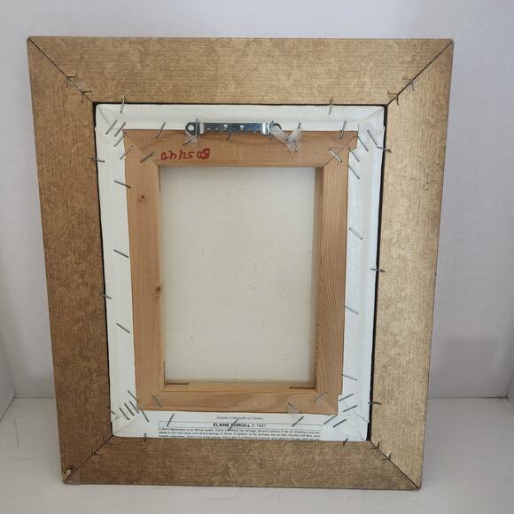 ELAINE DUNGILL AFRICAN CHILD GIRL W/ VASE LITHO ON CANVAS PAINTING FRAMED SIGNED - Picture 3 of 5